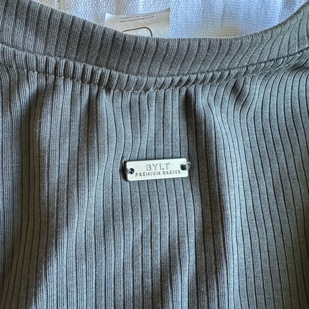 BYLT Basics Gray Ribbed Dress